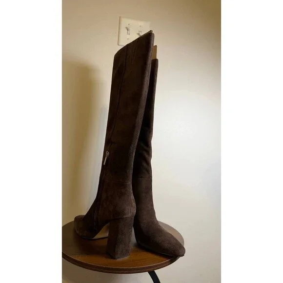 Marc Fisher LTD Yarli Boots 9M Dark Brown Leather Knee‑High Pull‑On NIB msrp$299
